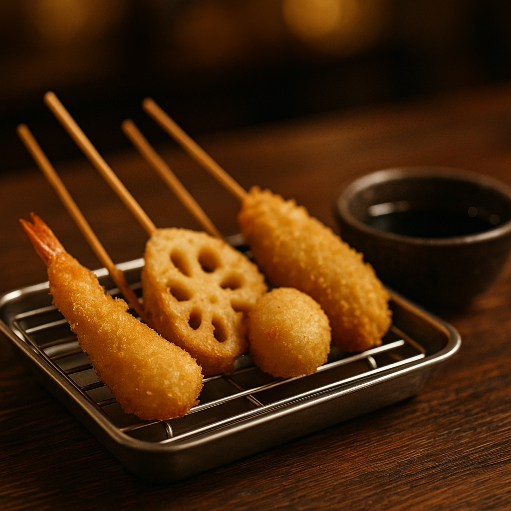 Assorted kushikatsu skewers