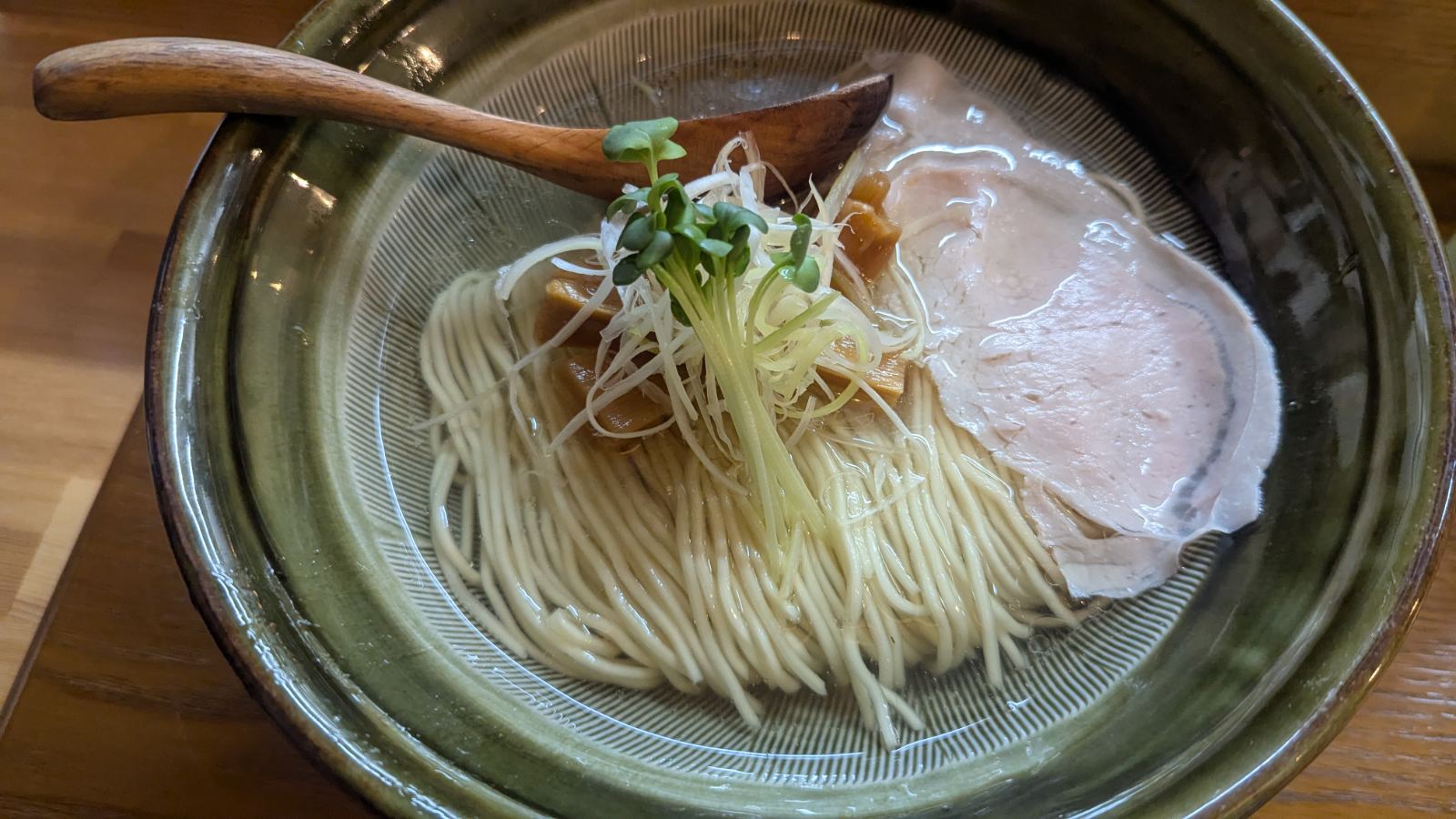 Kasho's Salt & Niboshi Ramen in an earthenware bowl
